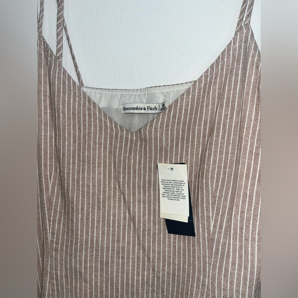 Abercrombie and Fitch Linen Blend Tan Striped Mini Dress NWT — M - Picture 5 of 8